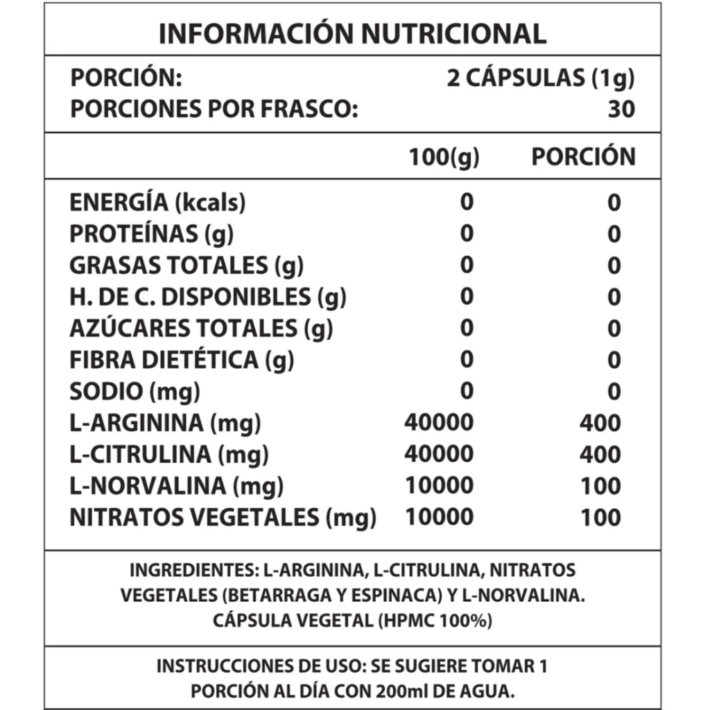 ÓXIDO NÍTRICO 1000MG 60 CAPS